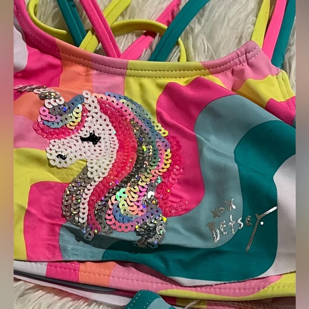 Betsey Johnson Sequin Unicorn Bikini
Swimsuit, Kids